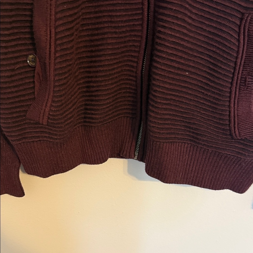 Ted Baker Men's Dark Red Zip-Up Mock Neck Long Sleeve Cardigan XL - Picture 7 of 13